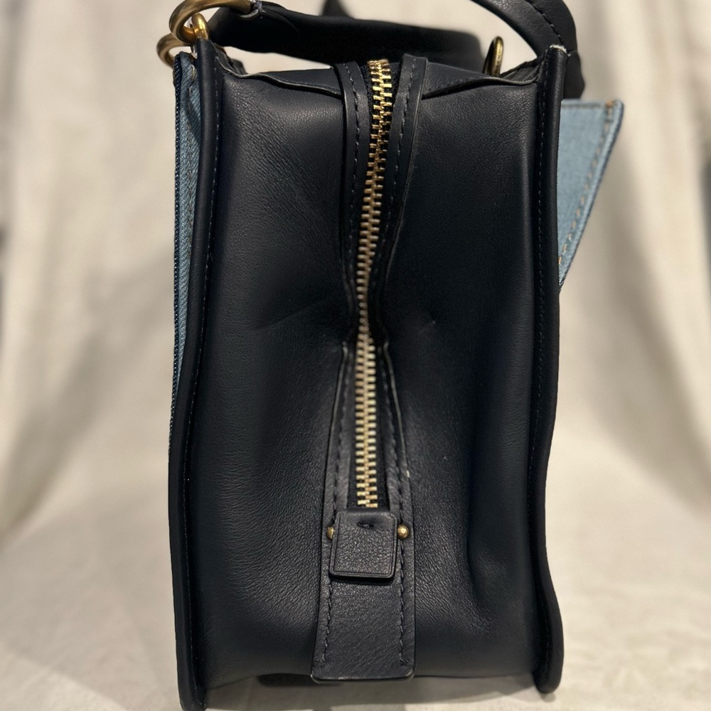 Coach Two-Tone Denim Shoulder Bag with Gold Hardware - Picture 2 of 8